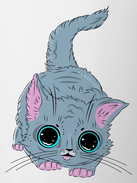 Grey Kitten with Neon Eyes