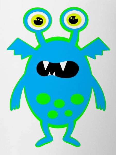 Neonblauer Monster mit großen Augen