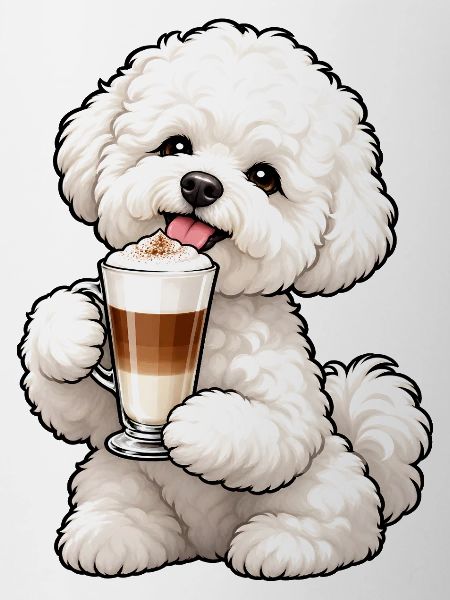 Bichon Frisé mit Latte Macchiato