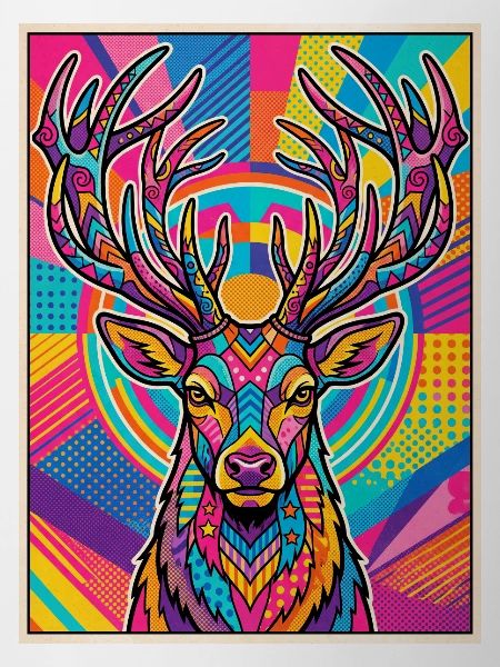 Hirsch Neon Pop Art Kaleidoskop