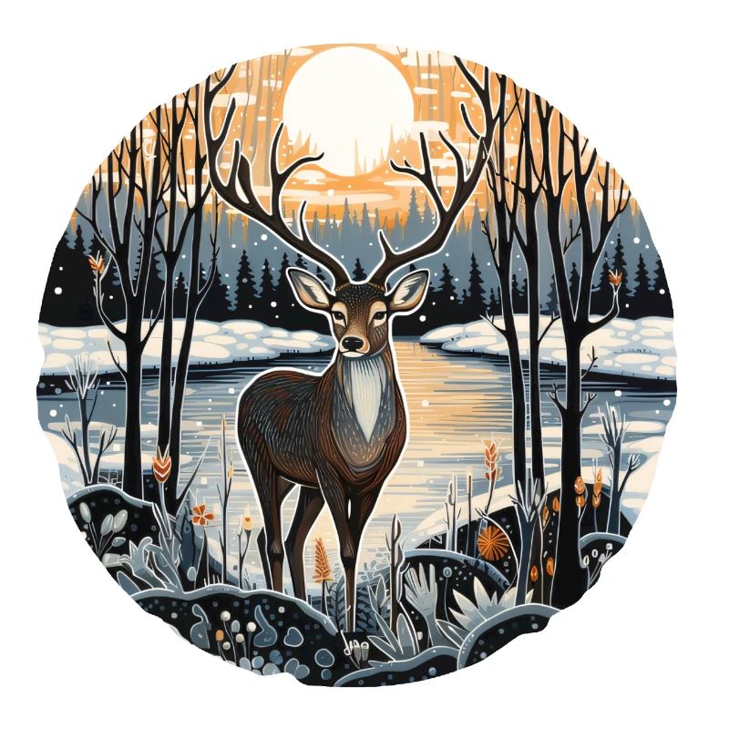 Winter landscape with deer