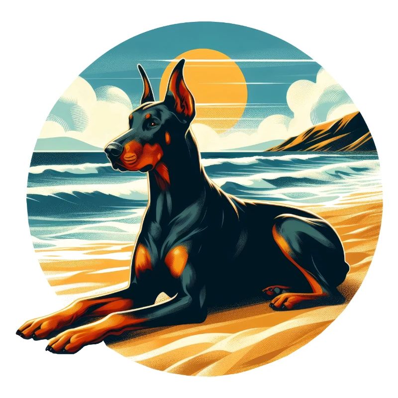 Dobermann am Strand