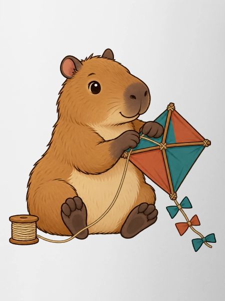 Capybara baut einen Papierdrachen