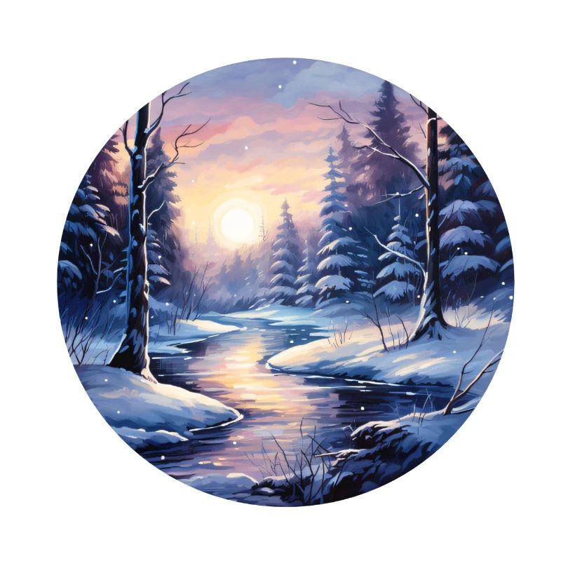 Winterlandschaft Wald mit Fluß