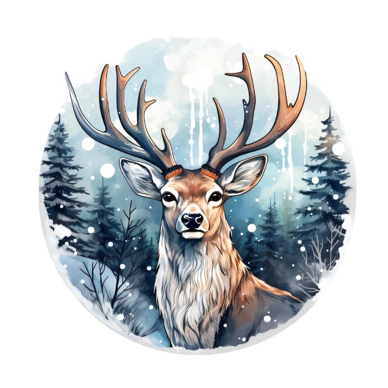 Deer in snowy forest