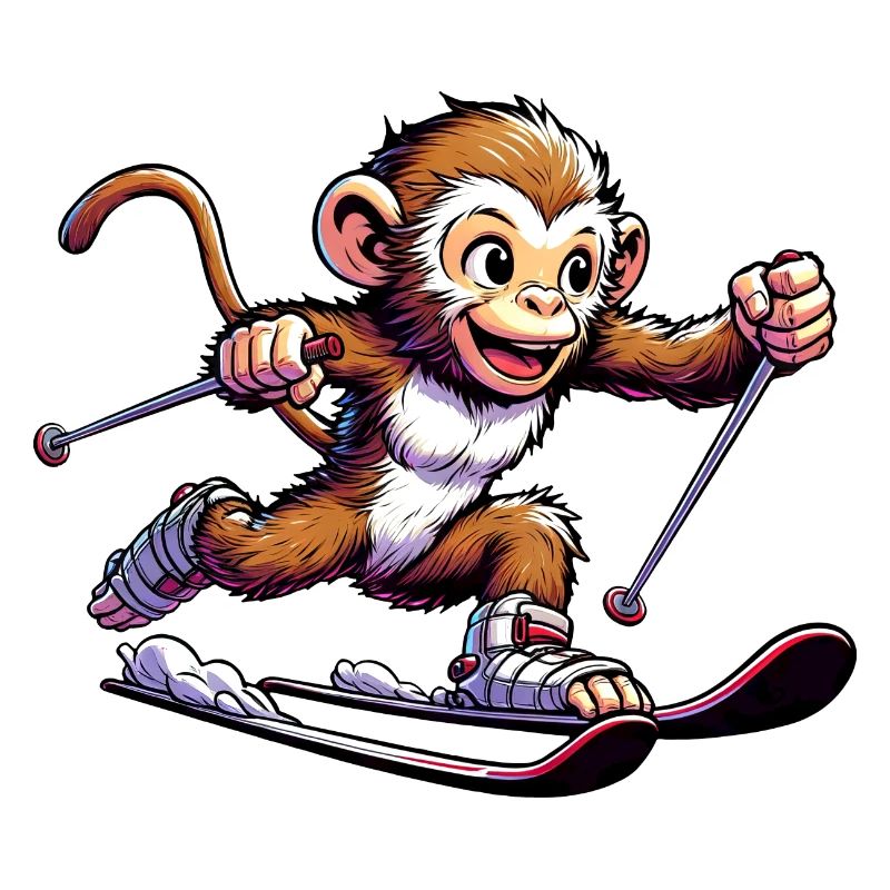 Monkey Chimpanzee Skier Winter Vacation Design