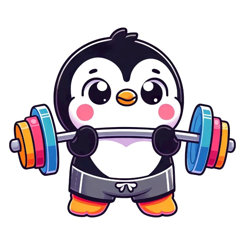 Bunter Pinguin Gewichtheber Workout