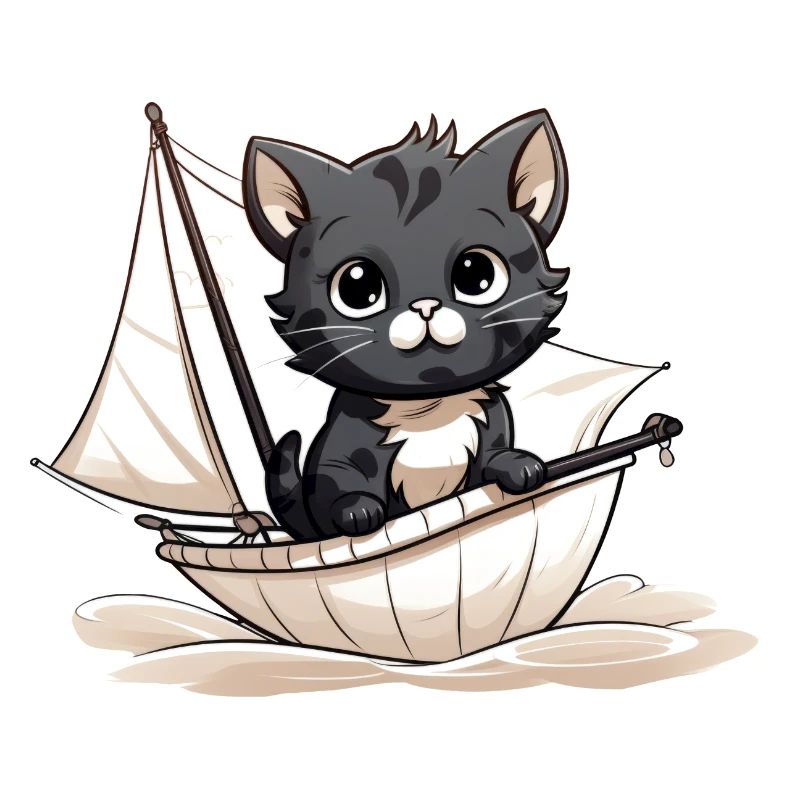 Chat mignon sur un dériveur