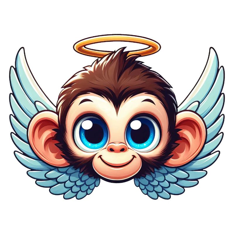 Singe Chimpanzé Dessin Animé Ailes D’ange