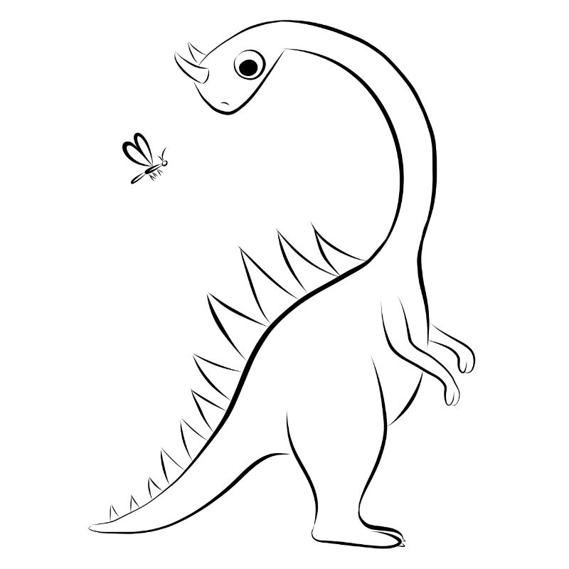 mignon dinosaure dino avec libellule