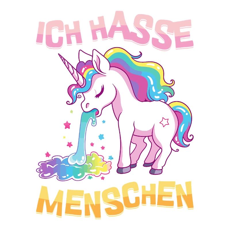 Je déteste les gens Licorne Vomir Arc-en-ciel Drôle