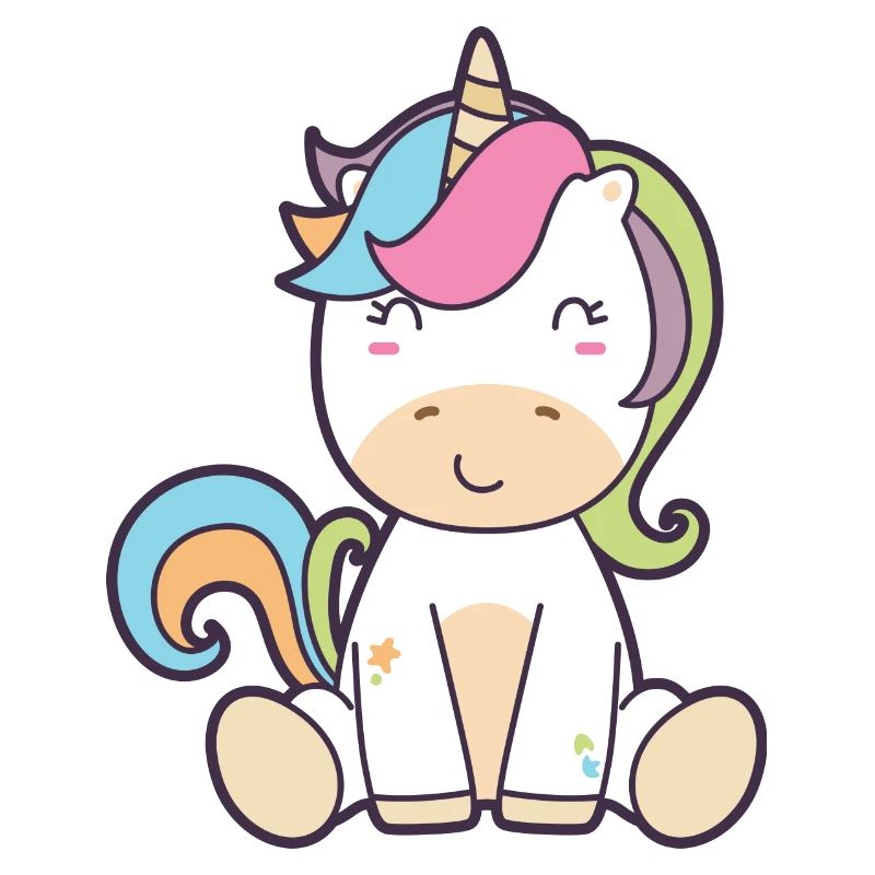 Unicorn: Sitzendes, süsses Einhorn