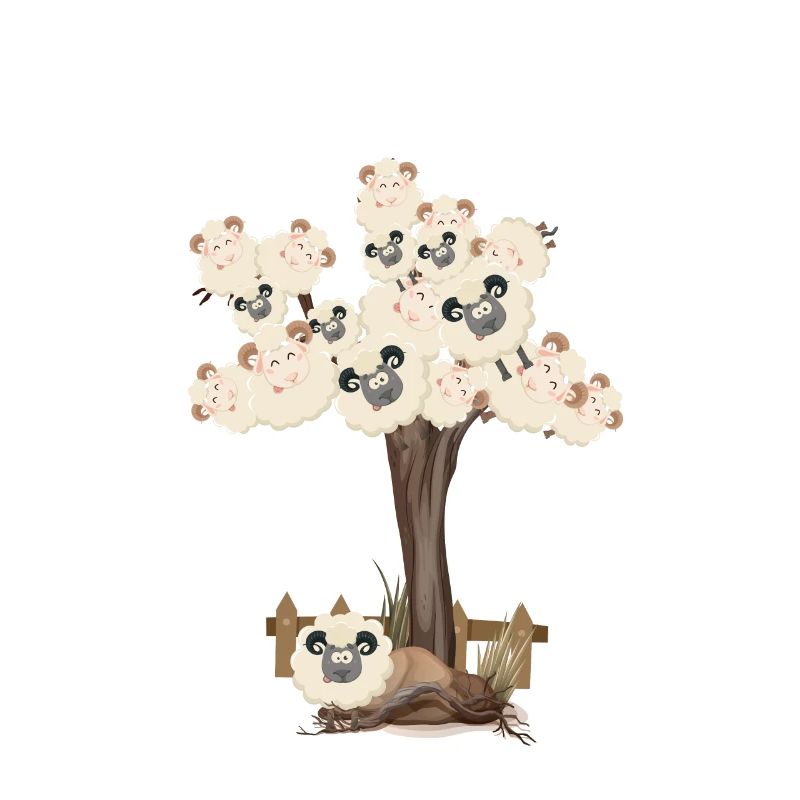 Baumwolle Wortspiel Schaf auf Baum, Schaf