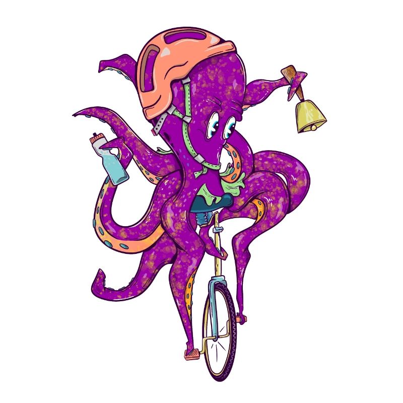 Octopus riding a unicycle