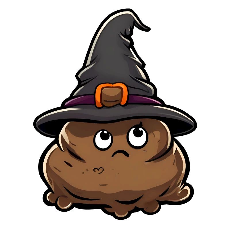 Drôle de tas de caca d’Halloween avec chapeau de sorcière.