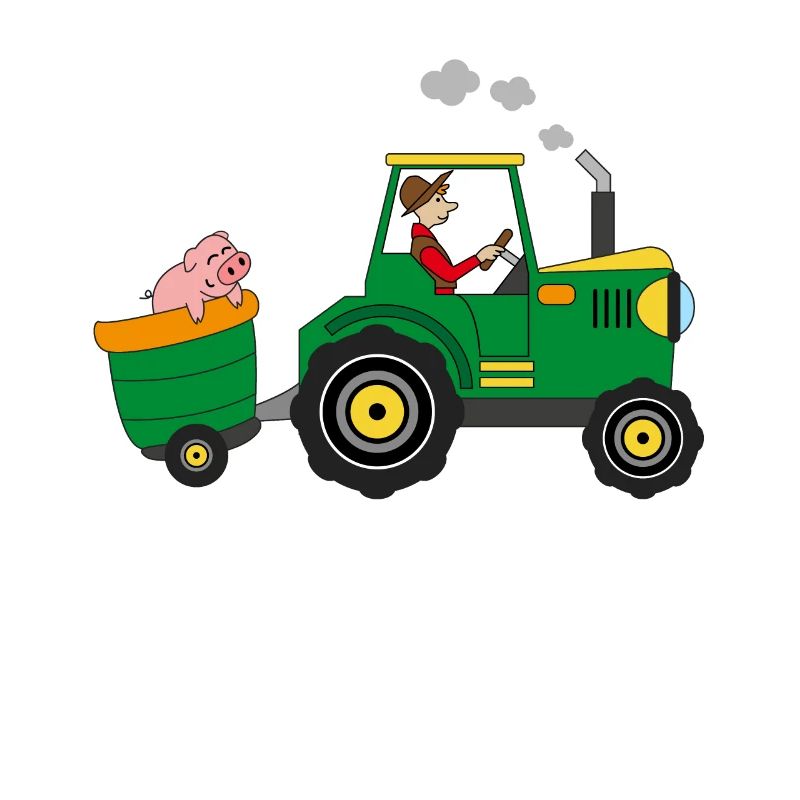 Tractor farmer professions trailer boy without text
