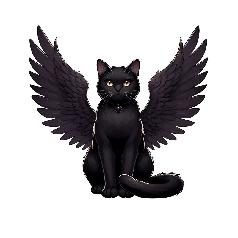 Schwarze Katze Gothic Engel Dark Angel