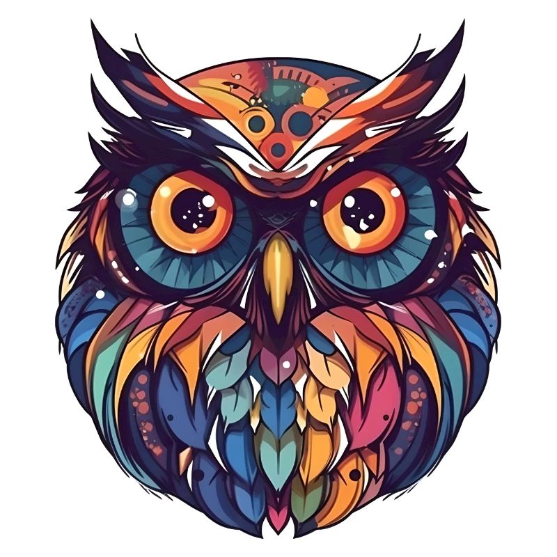 Bunte Eule Cartoon Style Comic