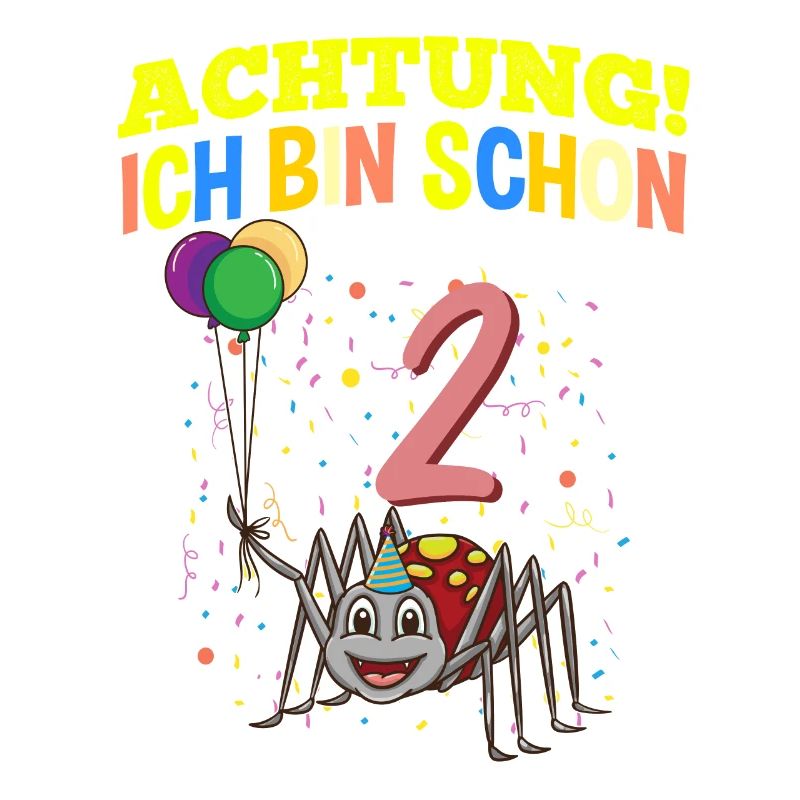 Achtung Ich Bin Schon 2 Tier Geburtstag Spinne