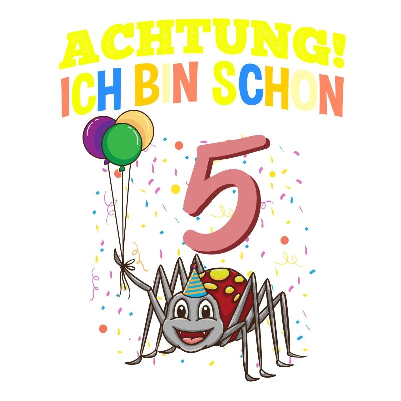 Achtung Ich Bin Schon 5 Tier Geburtstag Spinne