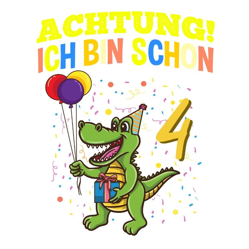 Achtung Ich Bin Schon 4 Geburtstag Alligator