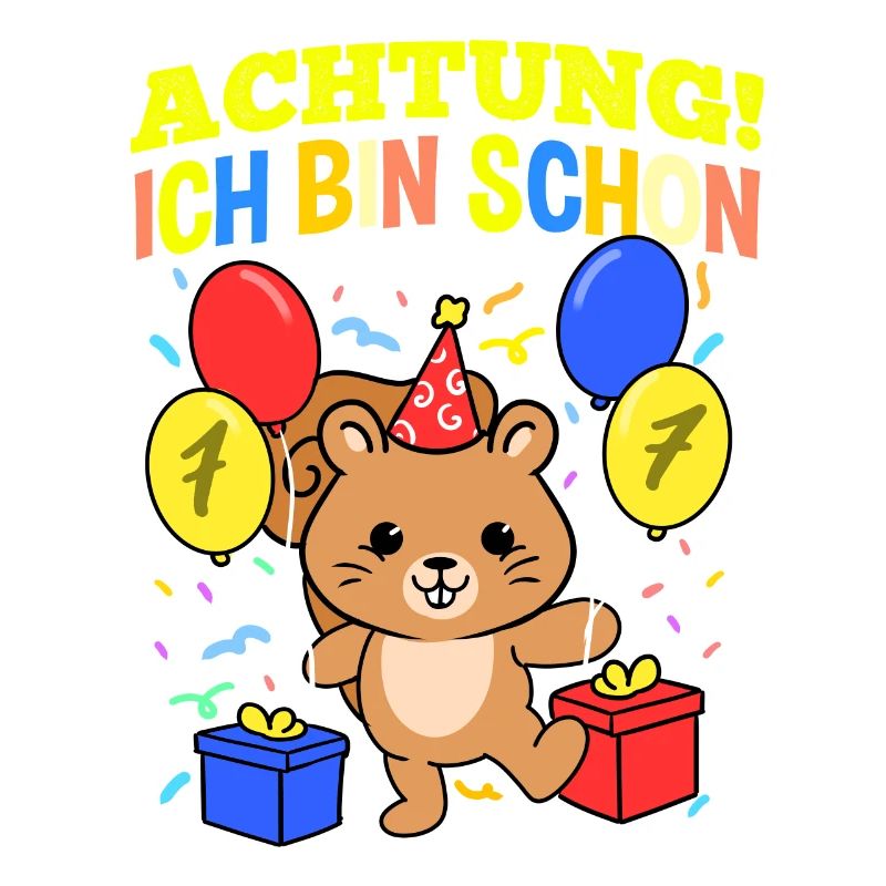 Achtung Ich Bin Schon 7 Geburtstag Eichhörnchen