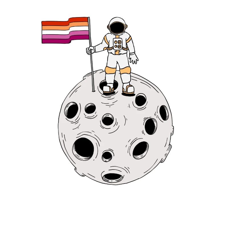 Astronaute lesbienne sur la lune Drapeau lesbien