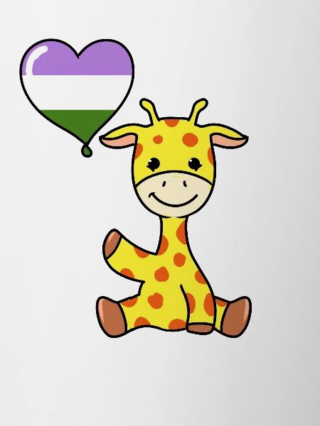 Giraffe with Genderqueer Pride Balloon