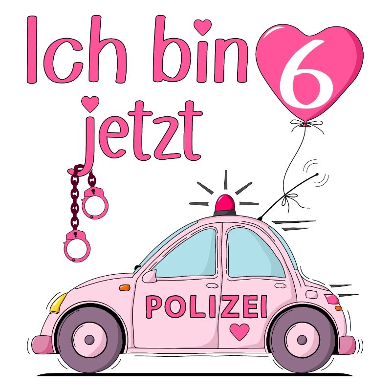 Polizeiauto Ich bin jetzt 6 Geburtstag Rosa