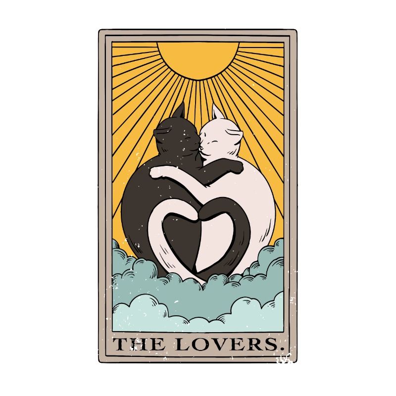 Cat The Lovers Tarot Card Design for a Tarot
