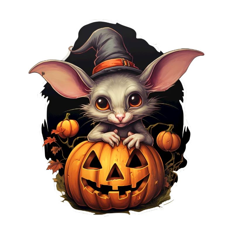 Rongeur d’Halloween avec chapeau de sorcière et citrouille