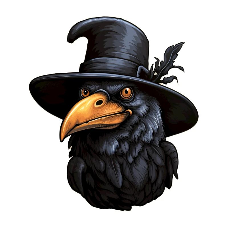 Corneille d’Halloween avec chapeau