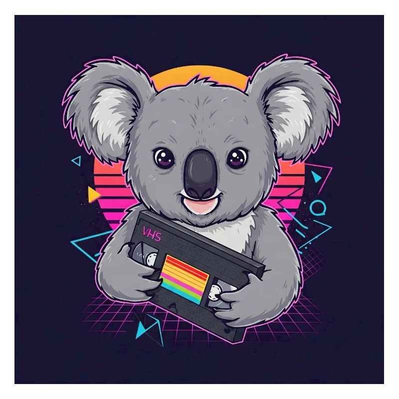 Funny Koala with VHS - 80s Vibes