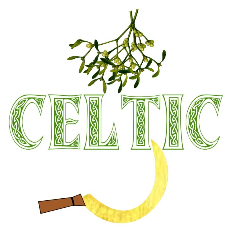 celtic lettering with mistletoe and sickles