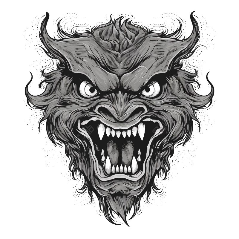 Wild werewolf with nasty teeth, sharp teeth