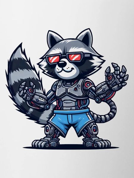 Raccoon Cyborg Robot Design
