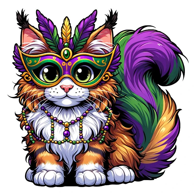 Mardi Gras Maine Coon, chat masqué