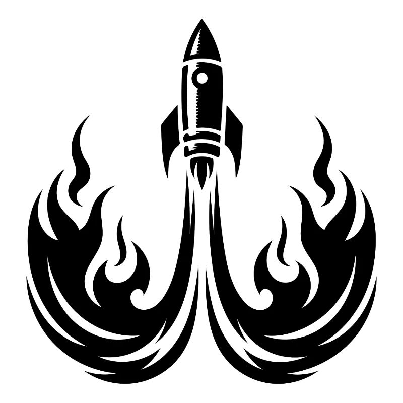 Launching spaceship in fire flames