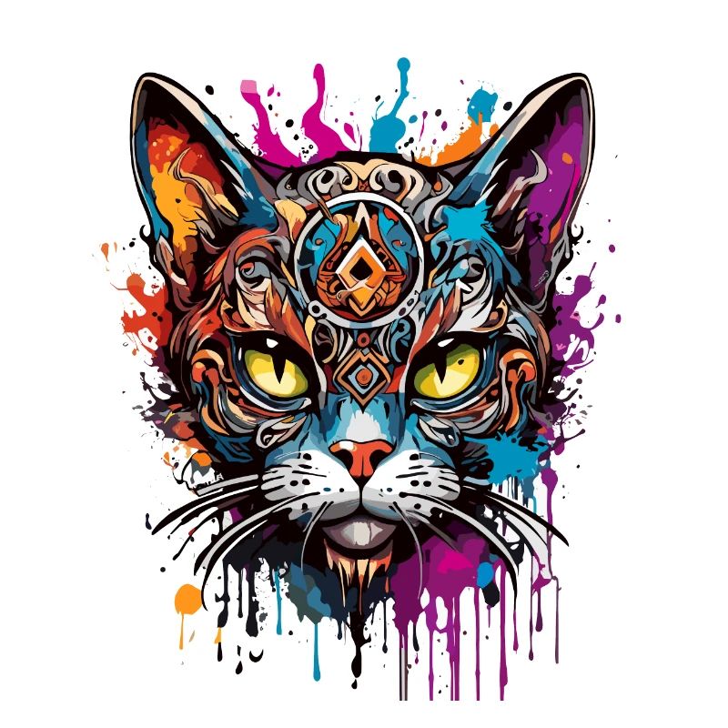 Tattoo / Tier / Kunst / cool / Comic / Katze