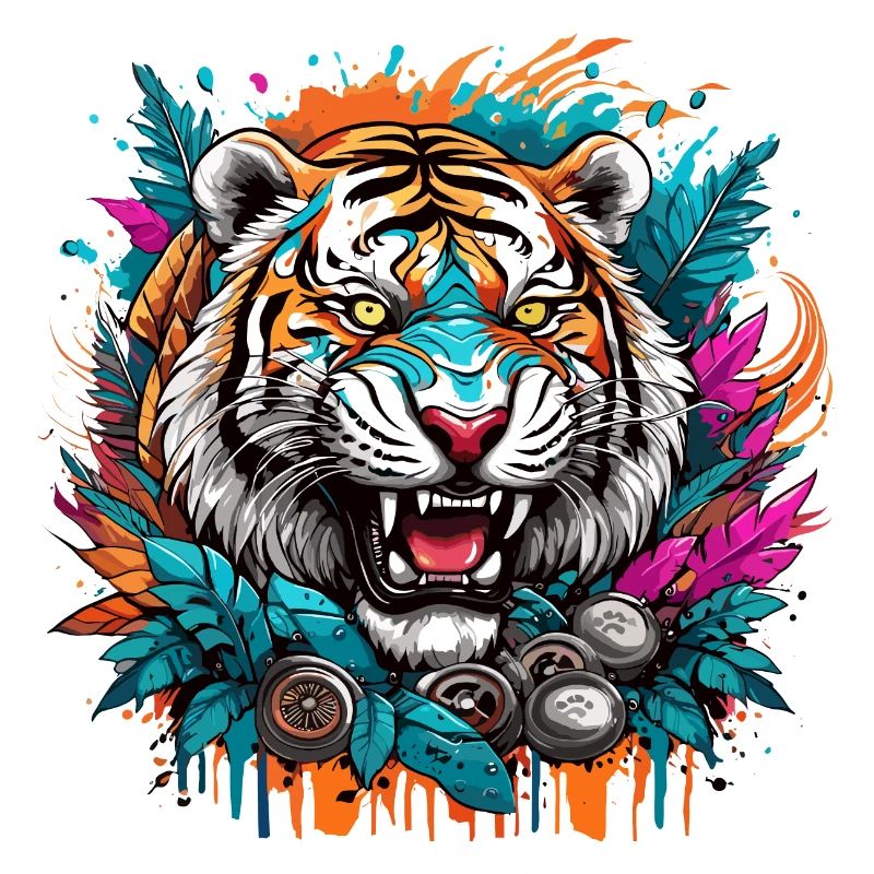 Tattoo / Tier / Kunst / cool / Comic / Tiger