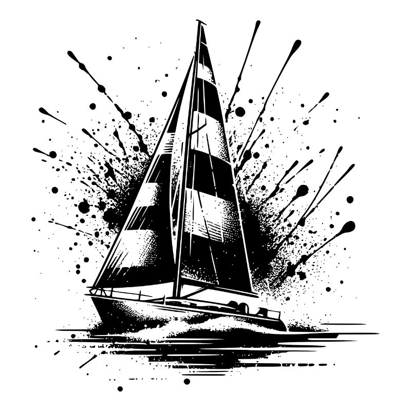 Segelboot mit Wellengang Splash Optik