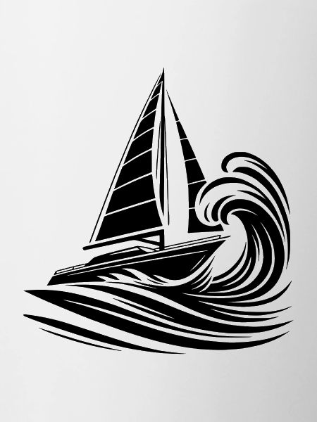 Schnelles Segelboot bei Wellengang