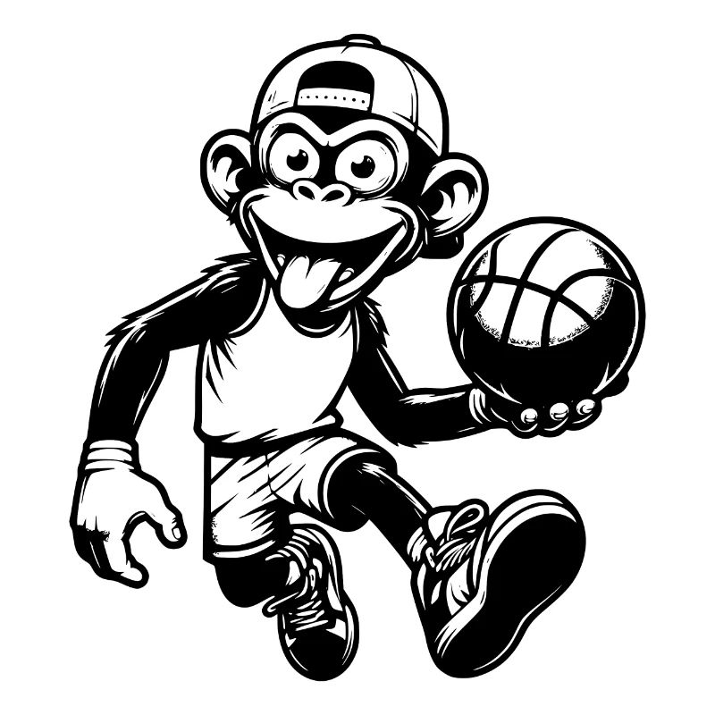 Basketball monkey coach with ball and cap