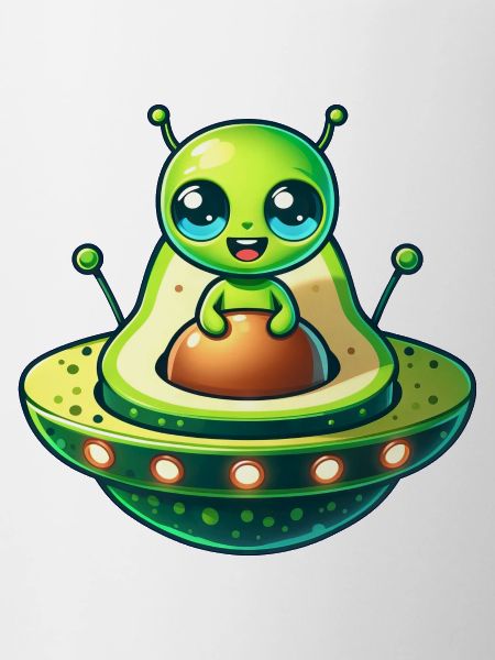 Alien Avocado UFO Funny Comic