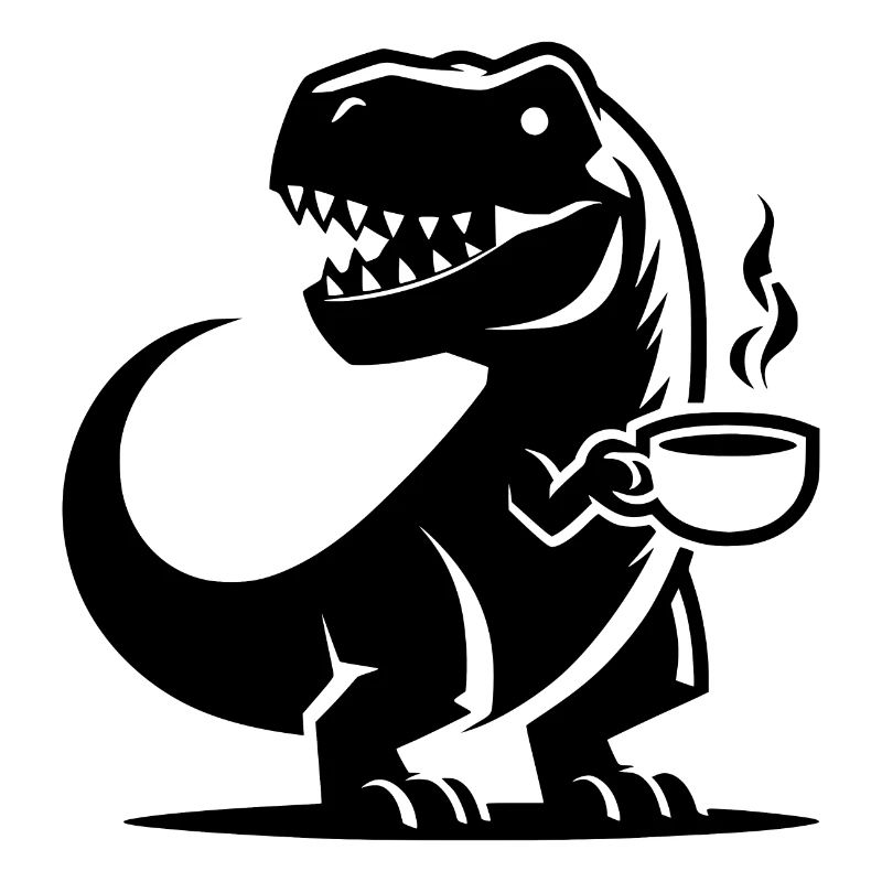 Caffeine Dinosaur T-Rex with Coffee Cup