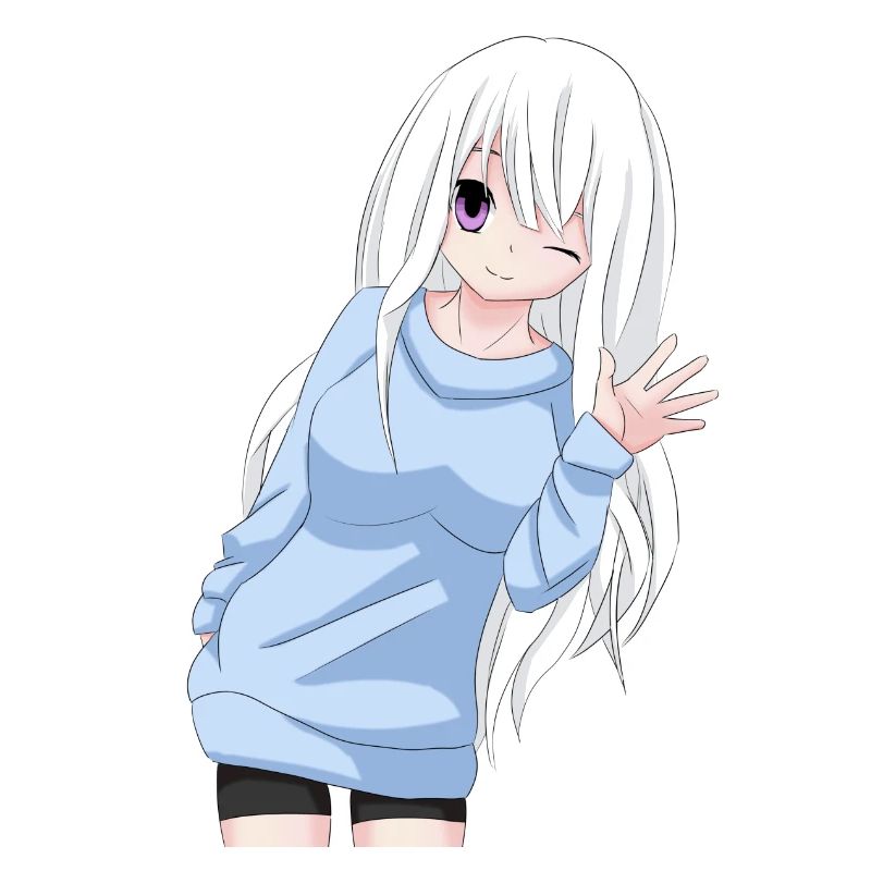 Anime-Mädchen winken