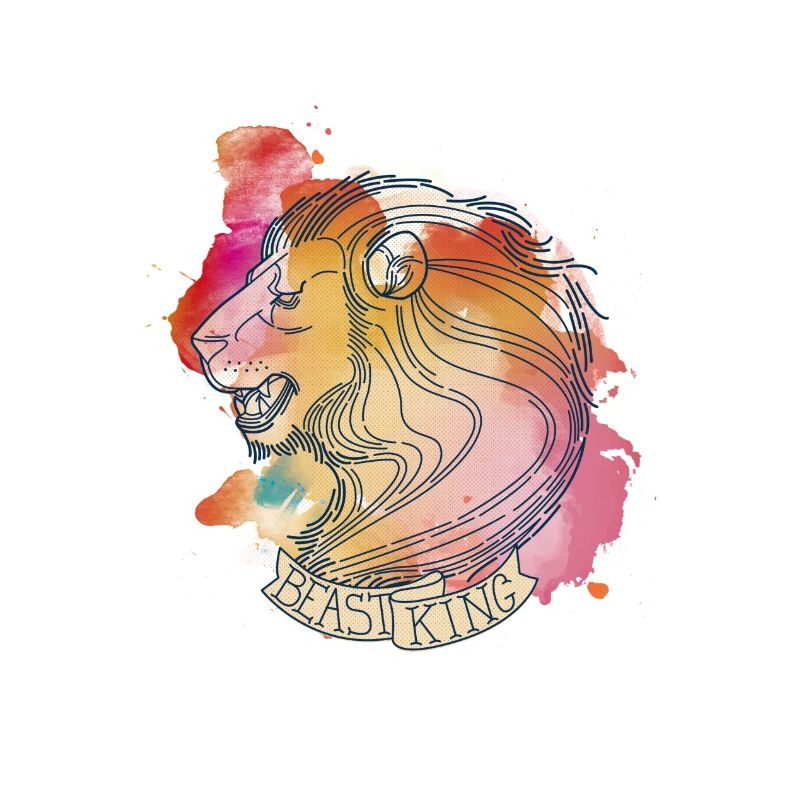 lion aquarelle