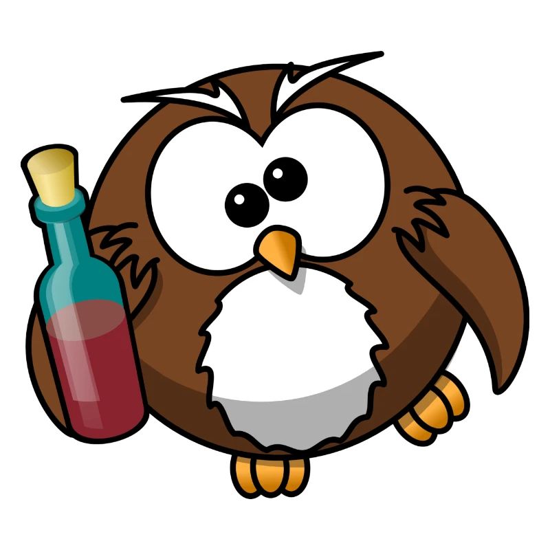 drunk owl with wine