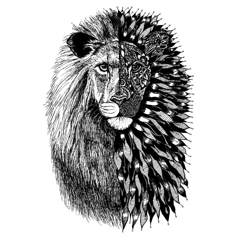 Two faced lion - black