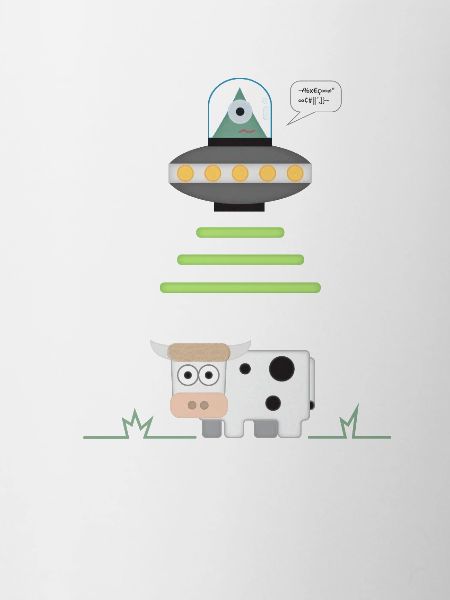 Alien abducting cow